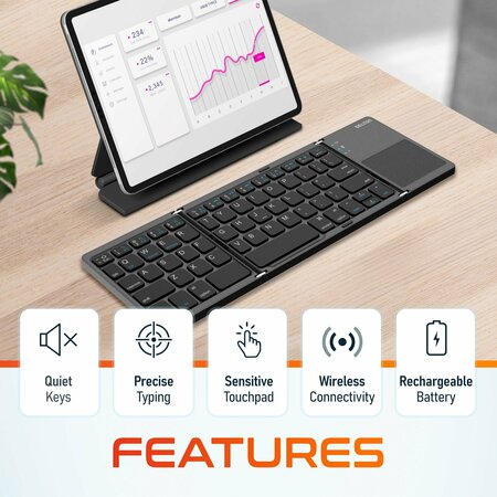 Delton KB75 Portable Foldable Computer Keyboard for Phones, Tablets, Laptops, Game Consoles DKBF75